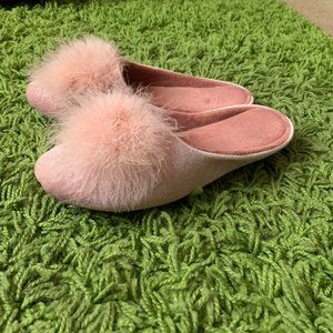 Fuzzy Pink Velvet Slippers